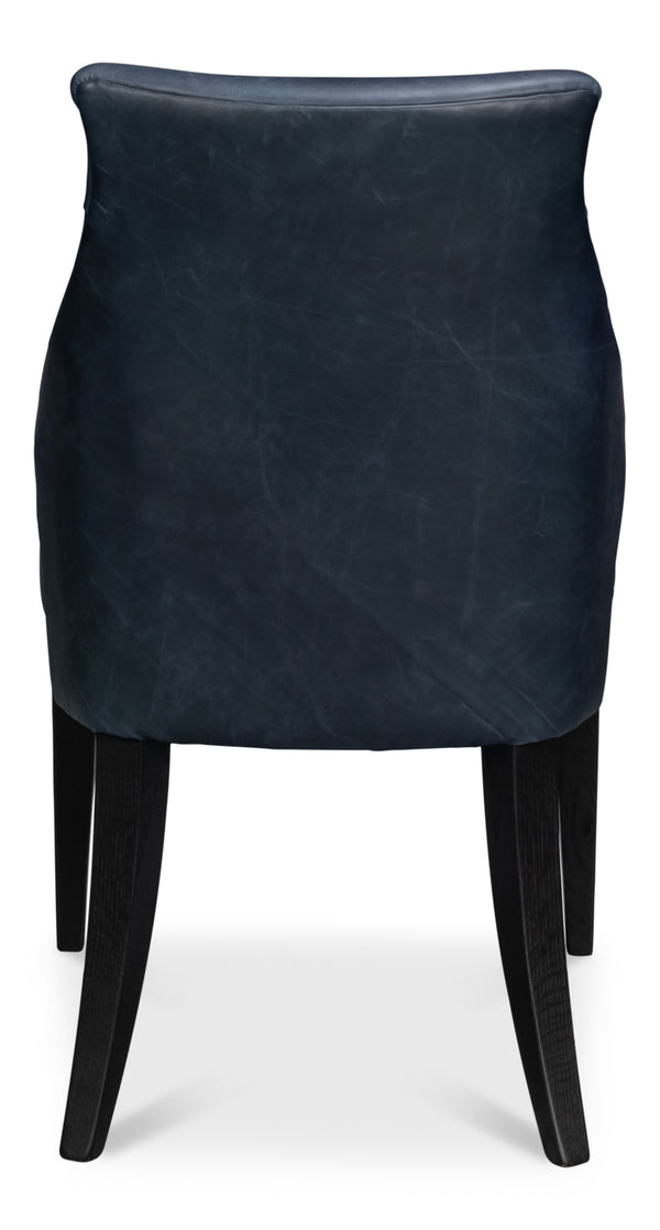 Sarreid Jefferson Distilled Leather Dining Chair Set Of 2 - Stylish Oak Wood Frame For Modern Elegance Blue  54156