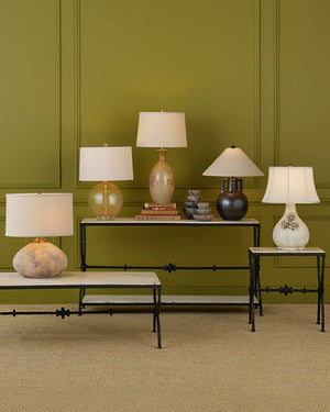 Currey & Company Autry Table Lamp - Unique Ceramic Jug Design With Hand-sprayed Glaze, Bronze Hardware & Empire Shade Gray Ceramic 6000-1035-currey-company