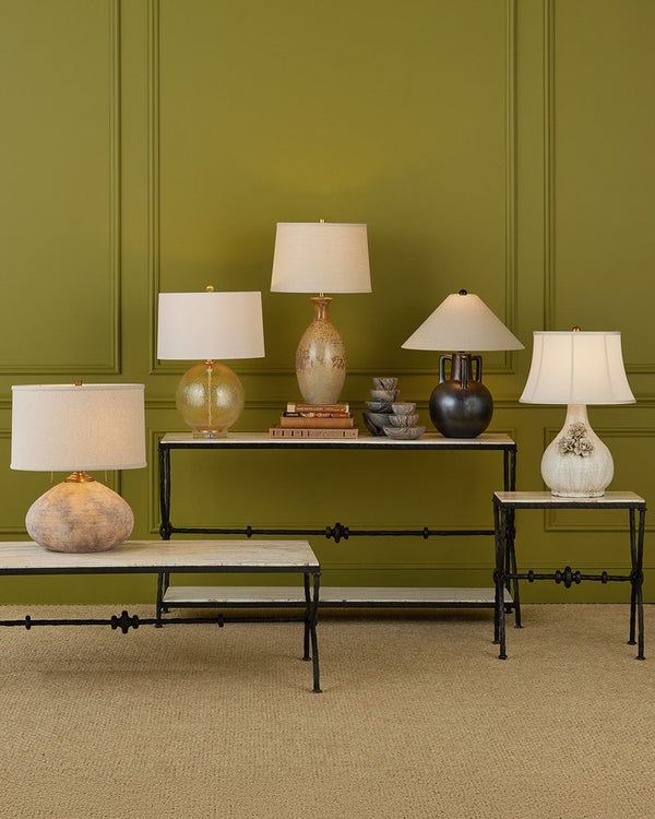 Currey & Company Autry Table Lamp - Unique Ceramic Jug Design With Hand-sprayed Glaze, Bronze Hardware & Empire Shade Gray Ceramic 6000-1035-currey-company