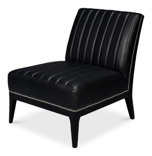Sarreid Agave Leather Slipper Chair In Onyx Black - Stylish Comfort For Modern Living Spaces, Chic Design Black  54158
