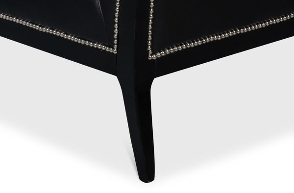 Sarreid Agave Leather Slipper Chair In Onyx Black - Stylish Comfort For Modern Living Spaces, Chic Design Black  54158