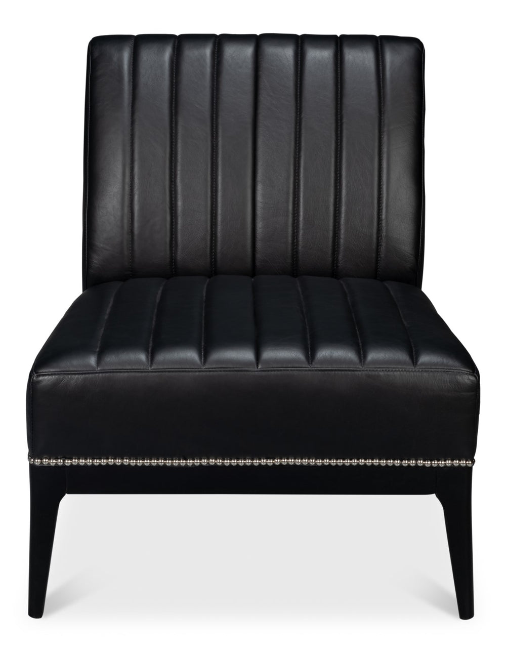 Sarreid Agave Leather Slipper Chair In Onyx Black - Stylish Comfort For Modern Living Spaces, Chic Design Black  54158