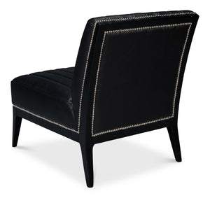 Sarreid Agave Leather Slipper Chair In Onyx Black - Stylish Comfort For Modern Living Spaces, Chic Design Black  54158