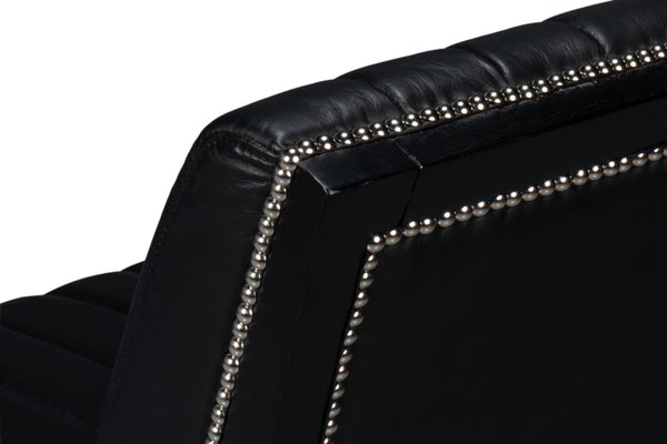 Sarreid Agave Leather Slipper Chair In Onyx Black - Stylish Comfort For Modern Living Spaces, Chic Design Black  54158