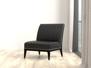 Sarreid Agave Leather Slipper Chair In Onyx Black - Stylish Comfort For Modern Living Spaces, Chic Design Black  54158