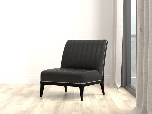 Sarreid Agave Leather Slipper Chair In Onyx Black - Stylish Comfort For Modern Living Spaces, Chic Design Black  54158