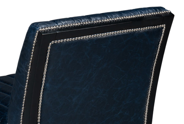 Sarreid Agave Leather Slipper Chair In Stunning Chateau Blue - Stylish Comfort For Any Modern Space Blue  54159