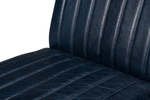 Sarreid Agave Leather Slipper Chair In Stunning Chateau Blue - Stylish Comfort For Any Modern Space Blue  54159