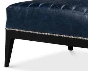 Sarreid Agave Leather Slipper Chair In Stunning Chateau Blue - Stylish Comfort For Any Modern Space Blue  54159