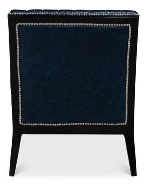 Sarreid Agave Leather Slipper Chair In Stunning Chateau Blue - Stylish Comfort For Any Modern Space Blue  54159