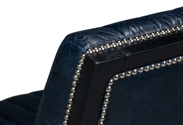 Sarreid Agave Leather Slipper Chair In Stunning Chateau Blue - Stylish Comfort For Any Modern Space Blue  54159