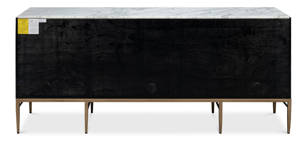 Sarreid Palisade Shagreen Credenza: Elegant Italian Marble Design With Wood, Metal, And Leather Accents Tan  54161