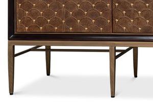 Sarreid Palisade Shagreen Credenza: Elegant Italian Marble Design With Wood, Metal, And Leather Accents Tan  54161