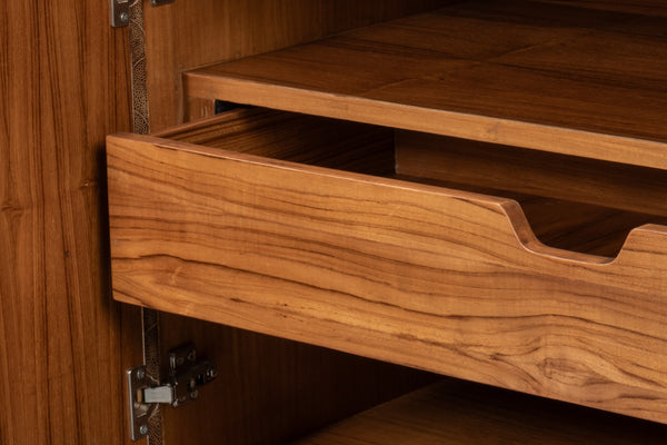 Sarreid Palisade Shagreen Credenza: Elegant Italian Marble Design With Wood, Metal, And Leather Accents Tan  54161