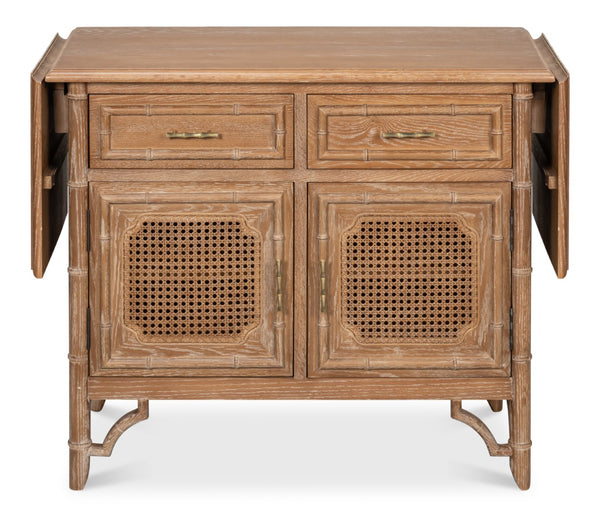 Sarreid Brighton Cabinet - Elegant Oak Wood Storage Solution For Home, Office, Or Living Room Décor Upgrade Brown  54164