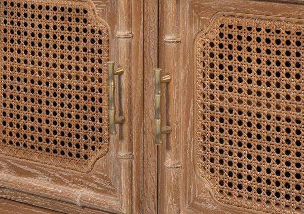 Sarreid Brighton Cabinet - Elegant Oak Wood Storage Solution For Home, Office, Or Living Room Décor Upgrade Brown  54164