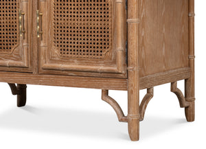 Sarreid Brighton Cabinet - Elegant Oak Wood Storage Solution For Home, Office, Or Living Room Décor Upgrade Brown  54164