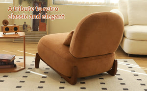 English Elm Cute Barrel Velvet Accent Chair Armless Solid Wood Legs Cozy Reading Nook Seat Caramel W2105P412977