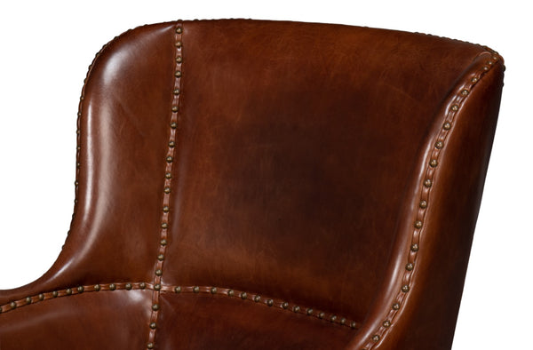 Sarreid Whitney Distilled Brown Leather Chair - Luxurious Comfort & Elegant Design For Your Living Space Brown  54165