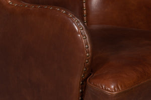 Sarreid Whitney Distilled Brown Leather Chair - Luxurious Comfort & Elegant Design For Your Living Space Brown  54165