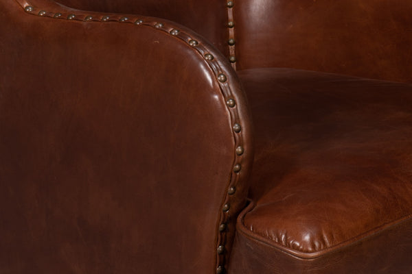 Sarreid Whitney Distilled Brown Leather Chair - Luxurious Comfort & Elegant Design For Your Living Space Brown  54165