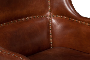 Sarreid Whitney Distilled Brown Leather Chair - Luxurious Comfort & Elegant Design For Your Living Space Brown  54165