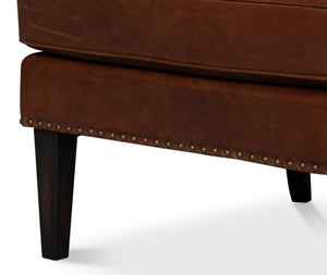 Sarreid Whitney Distilled Brown Leather Chair - Luxurious Comfort & Elegant Design For Your Living Space Brown  54165