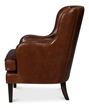 Sarreid Whitney Distilled Brown Leather Chair - Luxurious Comfort & Elegant Design For Your Living Space Brown  54165