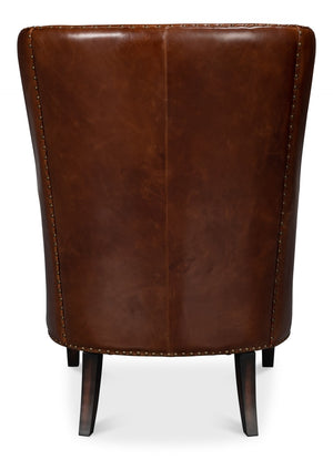 Sarreid Whitney Distilled Brown Leather Chair - Luxurious Comfort & Elegant Design For Your Living Space Brown  54165