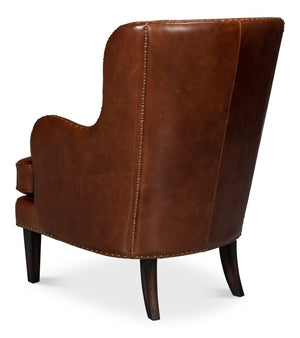 Sarreid Whitney Distilled Brown Leather Chair - Luxurious Comfort & Elegant Design For Your Living Space Brown  54165