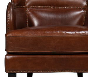 Sarreid Whitney Distilled Brown Leather Chair - Luxurious Comfort & Elegant Design For Your Living Space Brown  54165