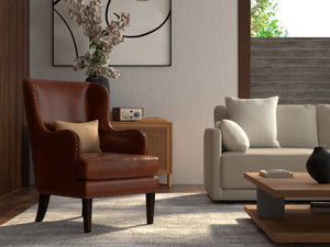 Sarreid Whitney Distilled Brown Leather Chair - Luxurious Comfort & Elegant Design For Your Living Space Brown  54165