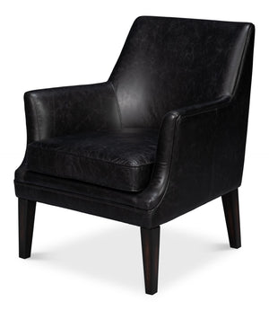 Sarreid Royalton Distilled Leather Chair In Ebony Black - Luxurious Comfort & Timeless Elegance For Your Home Black  54166