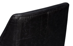 Sarreid Royalton Distilled Leather Chair In Ebony Black - Luxurious Comfort & Timeless Elegance For Your Home Black  54166