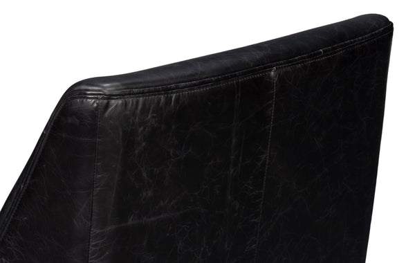 Sarreid Royalton Distilled Leather Chair In Ebony Black - Luxurious Comfort & Timeless Elegance For Your Home Black  54166