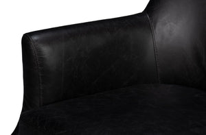 Sarreid Royalton Distilled Leather Chair In Ebony Black - Luxurious Comfort & Timeless Elegance For Your Home Black  54166