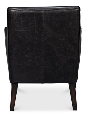 Sarreid Royalton Distilled Leather Chair In Ebony Black - Luxurious Comfort & Timeless Elegance For Your Home Black  54166
