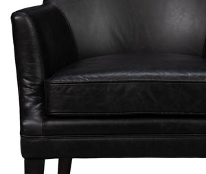 Sarreid Royalton Distilled Leather Chair In Ebony Black - Luxurious Comfort & Timeless Elegance For Your Home Black  54166