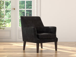 Sarreid Royalton Distilled Leather Chair In Ebony Black - Luxurious Comfort & Timeless Elegance For Your Home Black  54166