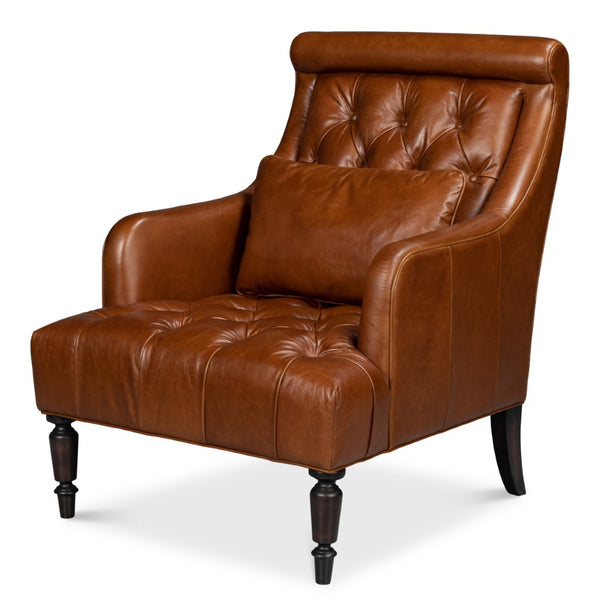 Sarreid Benton Distilled Leather Chair In Rich Havana Brown - Comfort And Style For Your Living Space! Brown  54167