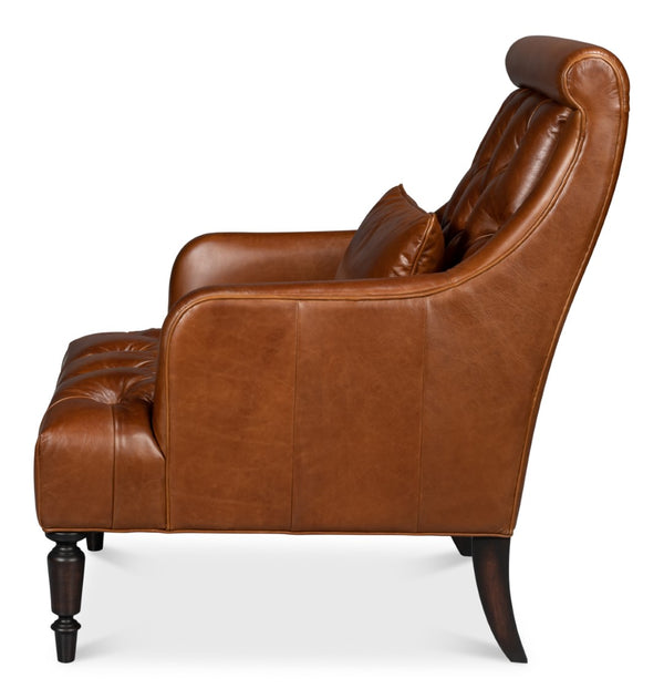Sarreid Benton Distilled Leather Chair In Rich Havana Brown - Comfort And Style For Your Living Space! Brown  54167