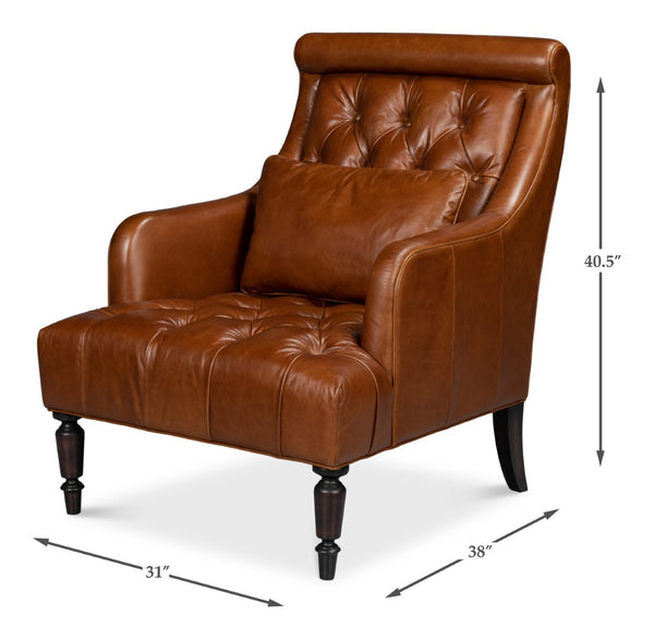 Sarreid Benton Distilled Leather Chair In Rich Havana Brown - Comfort And Style For Your Living Space! Brown  54167