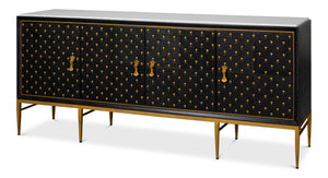 Sarreid Palisade Shagreen Credenza Black - Luxurious Mango Wood With Italian Marble & Leather Accents Black  54169