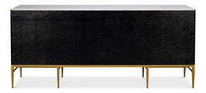 Sarreid Palisade Shagreen Credenza Black - Luxurious Mango Wood With Italian Marble & Leather Accents Black  54169
