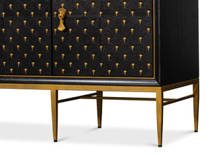 Sarreid Palisade Shagreen Credenza Black - Luxurious Mango Wood With Italian Marble & Leather Accents Black  54169