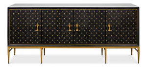 Sarreid Palisade Shagreen Credenza Black - Luxurious Mango Wood With Italian Marble & Leather Accents Black  54169