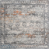 Unique Loom Finsbury Charlotte Machine Made Abstract Rug Multi, Gray/Orange/Ivory/Olive/Brown/Blue/Yellow 7' 10" x 7' 10"