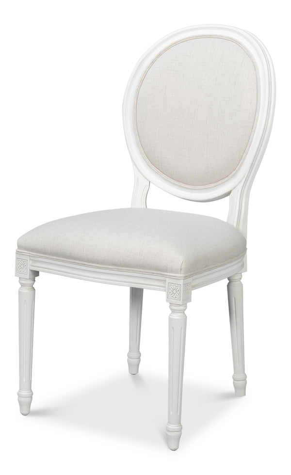 Sarreid Oval Side Chair Set Of 2 - Elegant Cortina Finish With Performance Cream Upholstery For Comfort White  54174