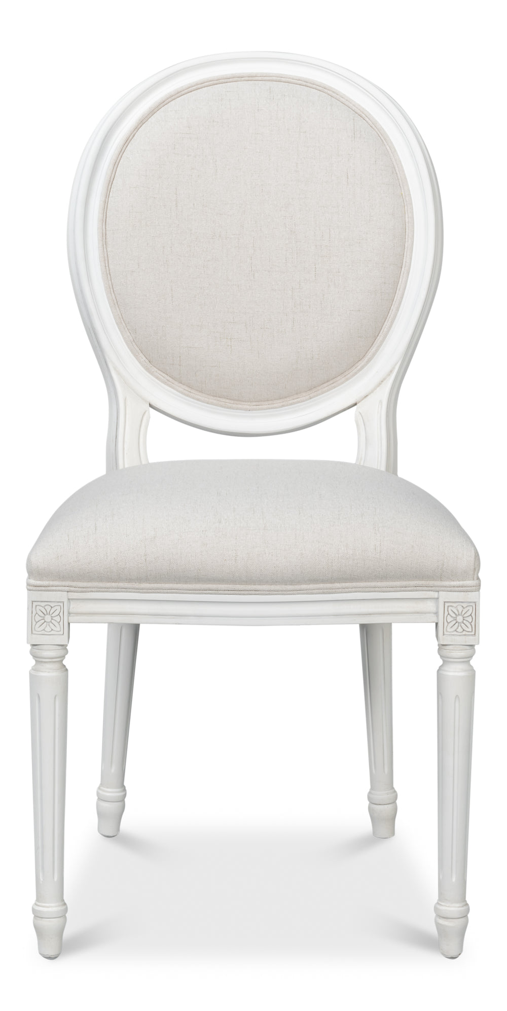 Sarreid Oval Side Chair Set Of 2 - Elegant Cortina Finish With Performance Cream Upholstery For Comfort White  54174