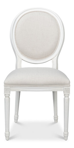Sarreid Oval Side Chair Set Of 2 - Elegant Cortina Finish With Performance Cream Upholstery For Comfort White  54174